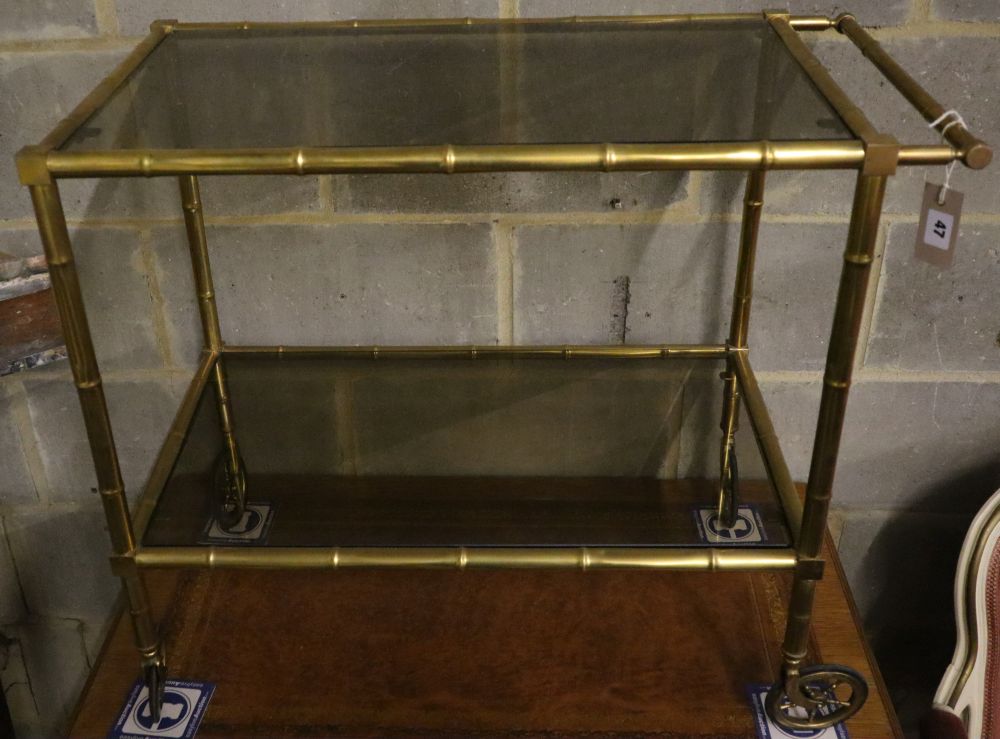 A brass Maison Bagues bar cart, width 75cm depth 42cm height 66cm